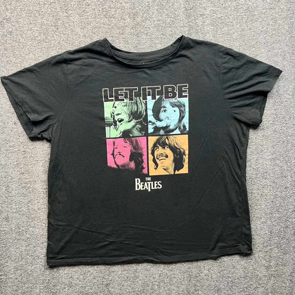 The Beatles T Shirt Womens XL Black Let It‎ Be Graphic Short Sleeve Tee